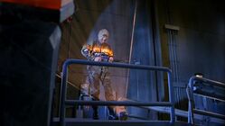 The scanning grenade emeting a beam that scans Weterings.